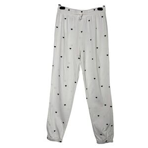 Sundown By Splendid White Heart Print Jogger Sweatpants Size Small Loungewear